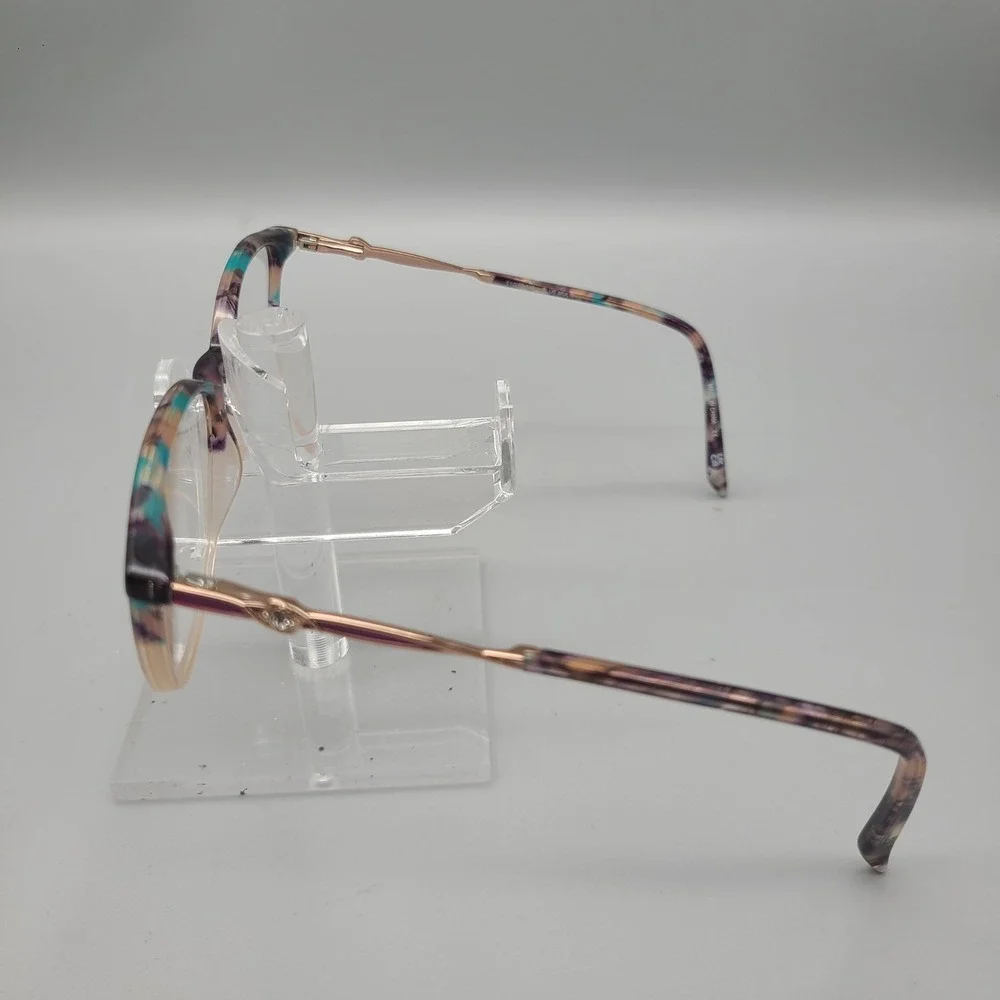 Bulova Bremerton Blue Multi Rose Gold Crystal Eyeglasses Frames 51-18-140